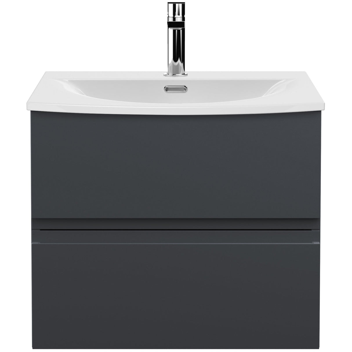 Hudson Reed Urban 600mm Wall Hung Vanity Unit & Basin, 2 Drawers Soft Black URB1404G