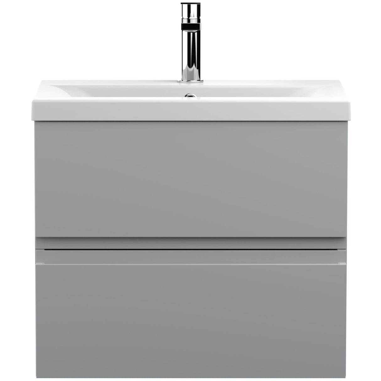 Hudson Reed Urban 600mm Wall Hung Vanity Unit & Basin, 2 Drawers Satin Grey URB204A
