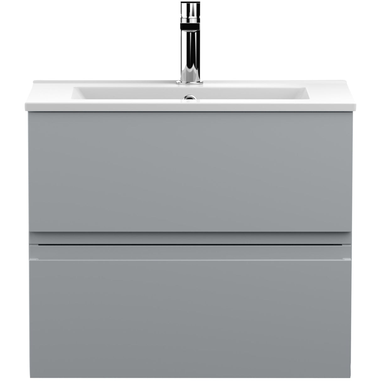 Hudson Reed Urban 600mm Wall Hung Vanity Unit & Basin, 2 Drawers Satin Grey URB204B