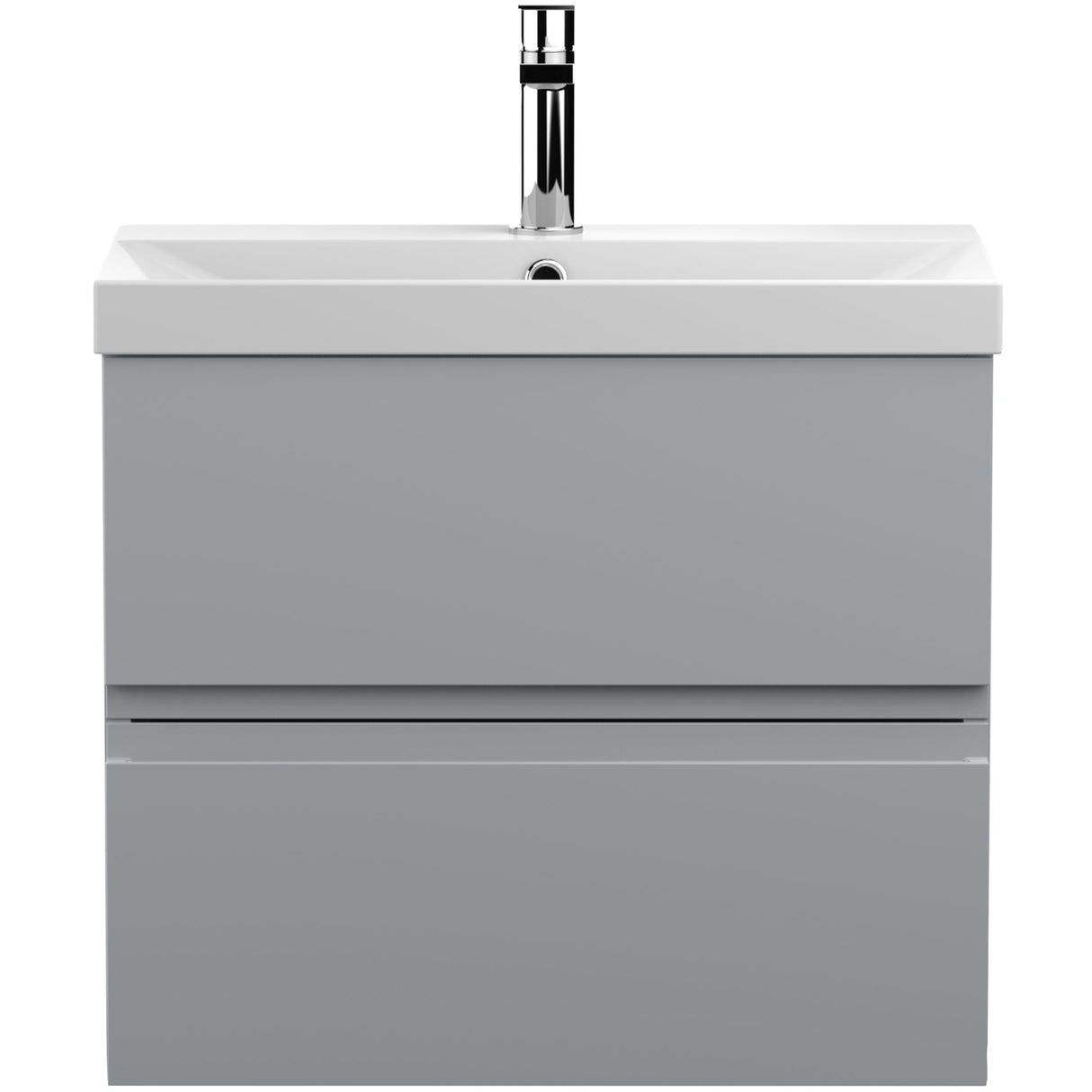 Hudson Reed Urban 600mm Wall Hung Vanity Unit & Basin, 2 Drawers Satin Grey URB204D
