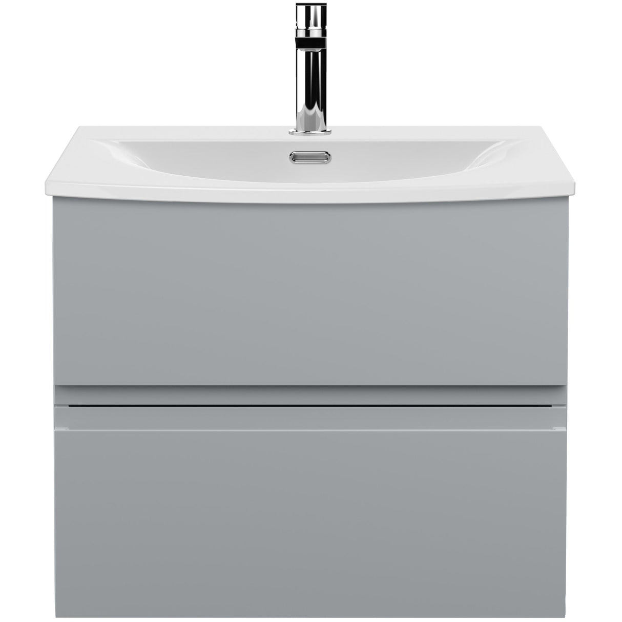 Hudson Reed Urban 600mm Wall Hung Vanity Unit & Basin, 2 Drawers Satin Grey URB204G