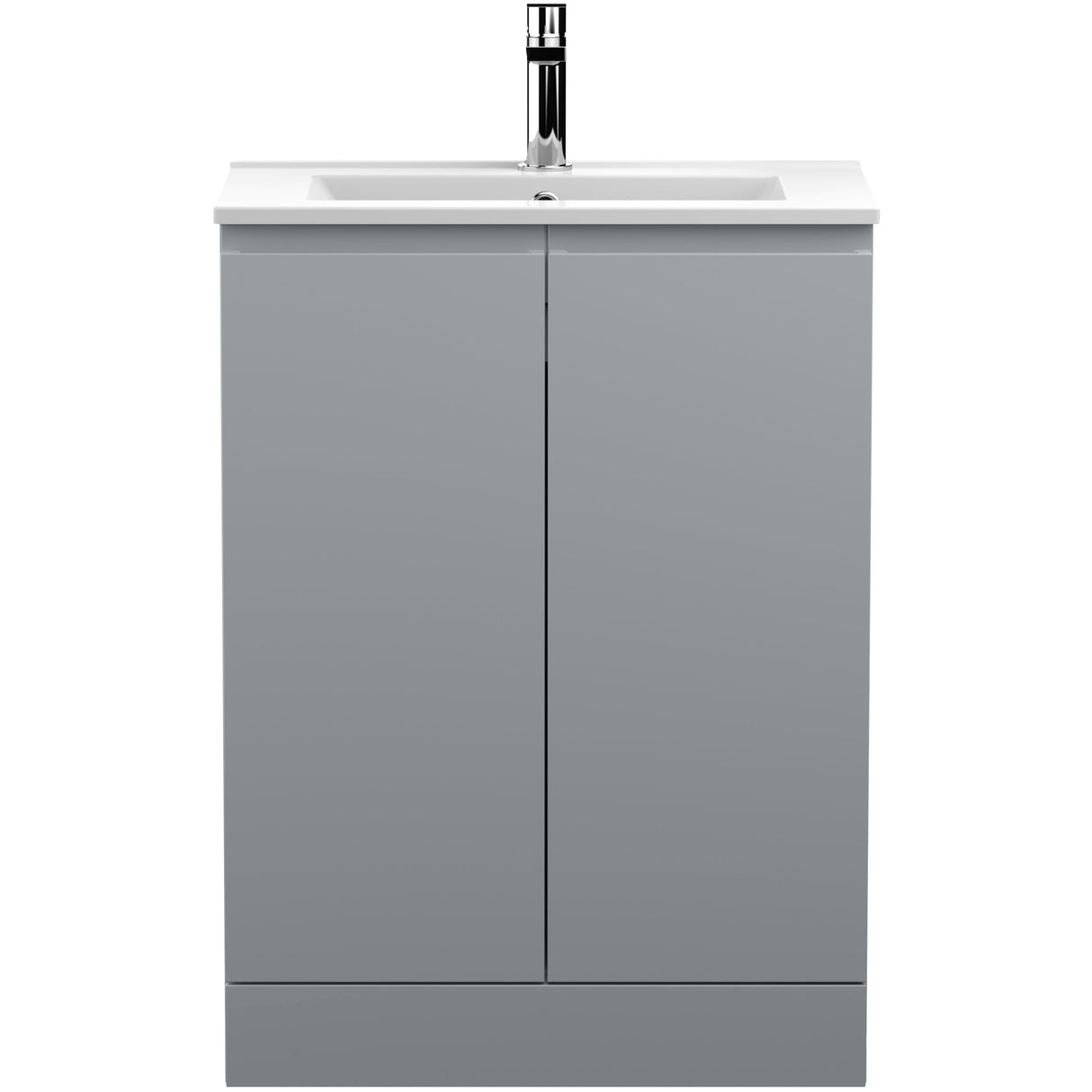 Hudson Reed Urban 600mm Freestanding Vanity Unit & Basin, 2 Doors Satin Grey URB208B