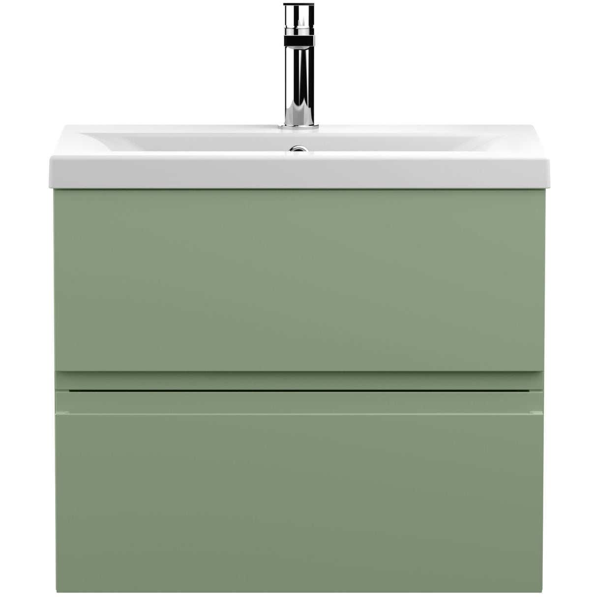 Hudson Reed Urban 600mm Wall Hung Vanity Unit & Basin, 2 Drawers Satin Green URB804A