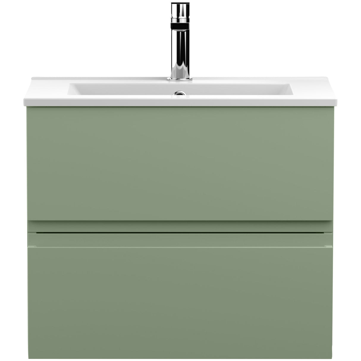 Hudson Reed Urban 600mm Wall Hung Vanity Unit & Basin, 2 Drawers Satin Green URB804B