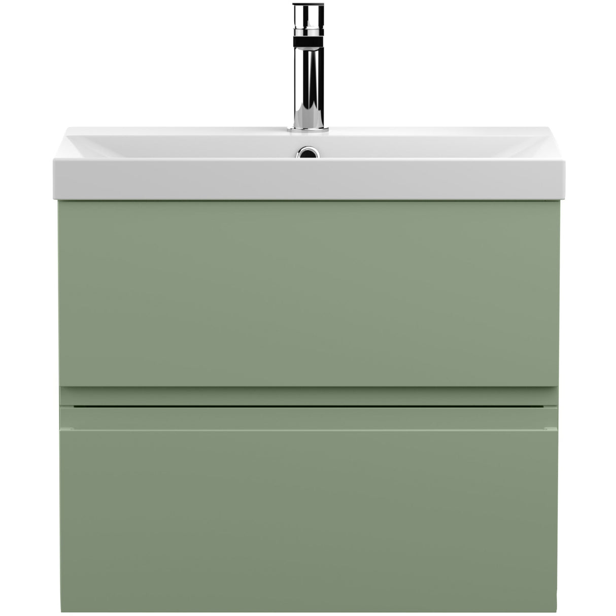 Hudson Reed Urban 600mm Wall Hung Vanity Unit & Basin, 2 Drawers Satin Green URB804D