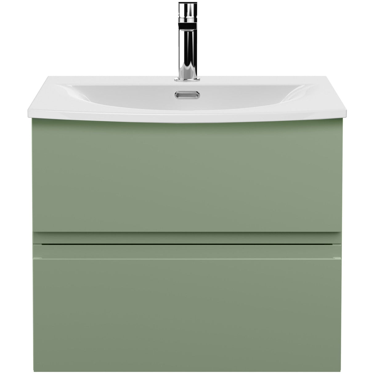 Hudson Reed Urban 600mm Wall Hung Vanity Unit & Basin, 2 Drawers Satin Green URB804G