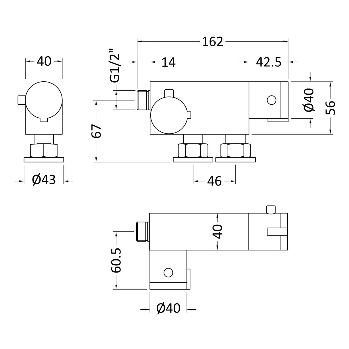 Nuie Vertical Thermostatic Bar Shower Valve Chrome VBS023 LD