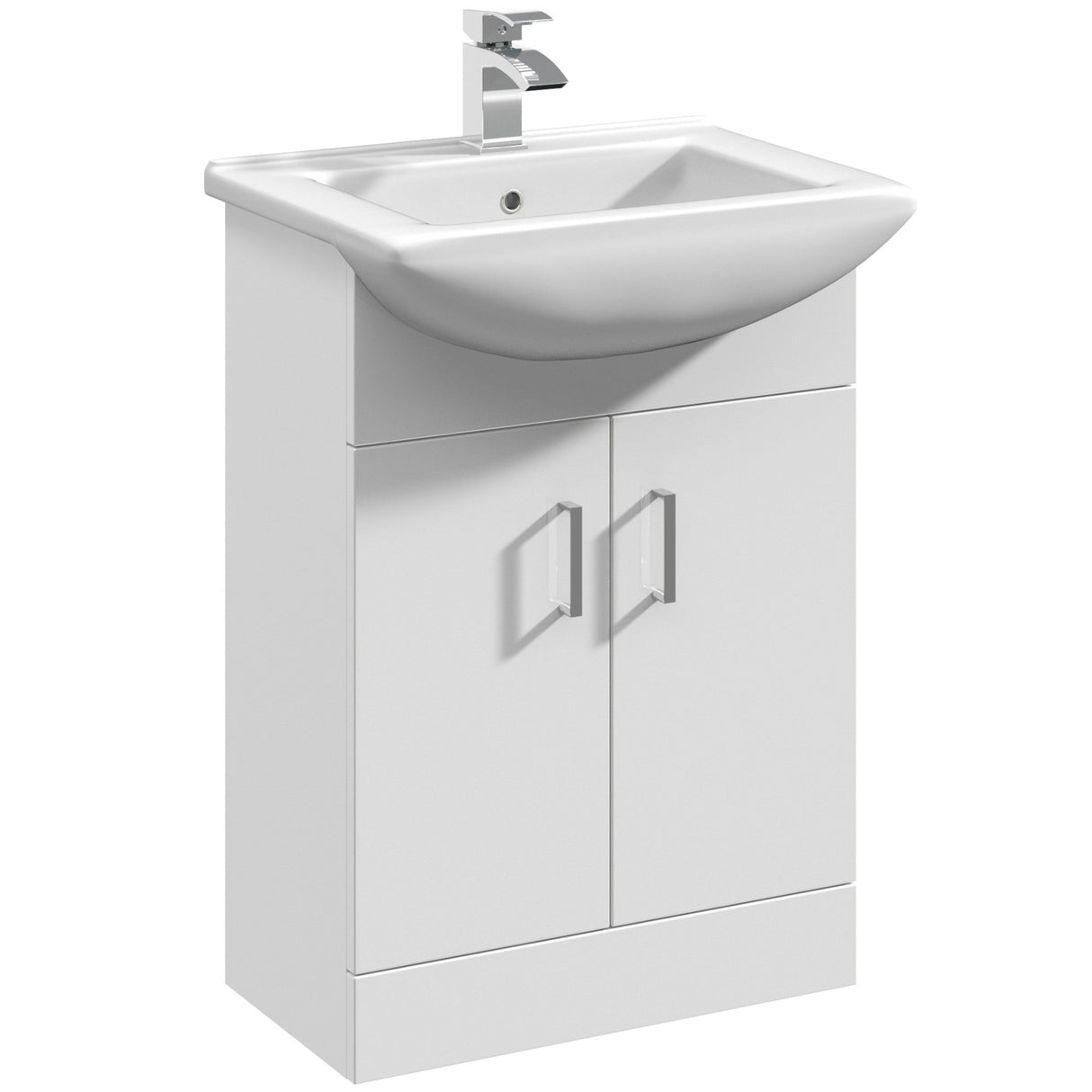 Nuie Mayford 550mm Floor Standing 2 Door Vanity Unit & Basin Gloss White VTM550