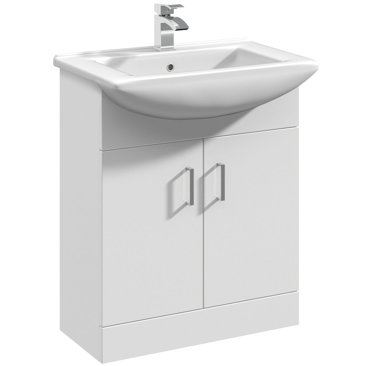 Nuie Mayford 650mm Floor Standing 2 Door Vanity Unit & Basin Gloss White VTM650