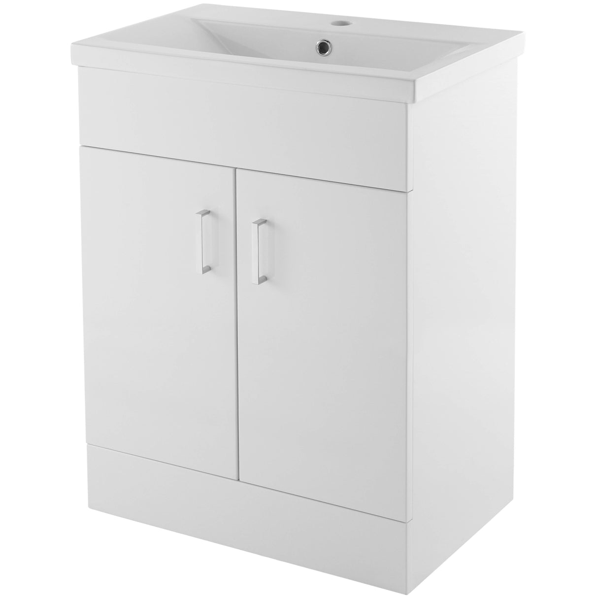 Nuie Eden 600mm Floor Standing 2 Door Vanity Unit & Basin Gloss White VTMW600