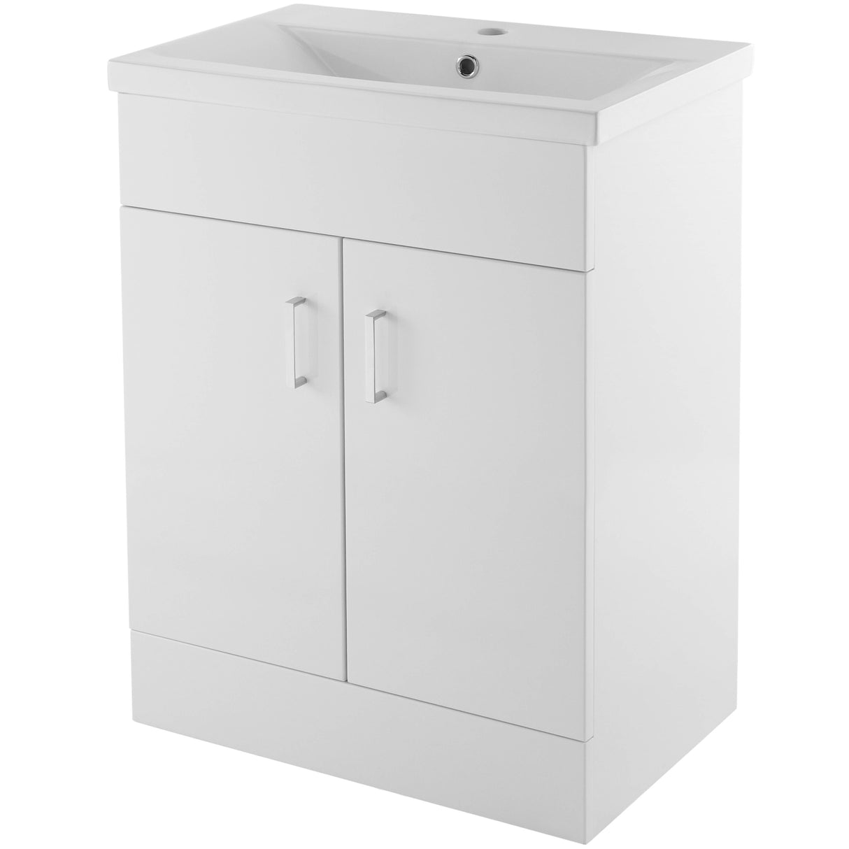 Nuie Eden 600mm Floor Standing 2 Door Vanity Unit & Basin Gloss White VTMW600E