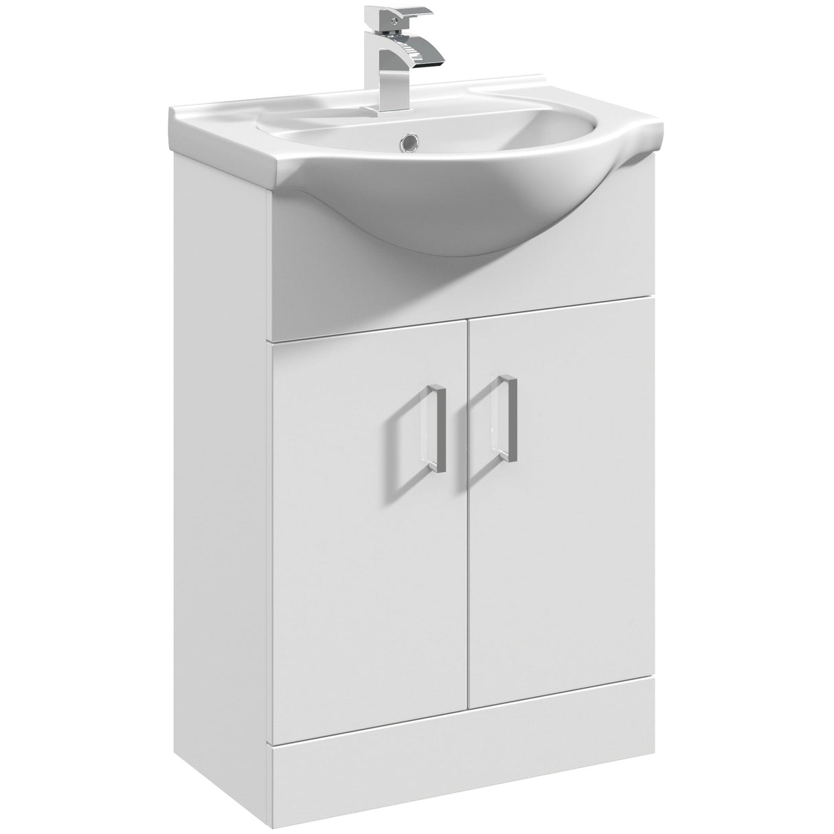 Nuie Mayford 550mm Floor Standing 2 Door Vanity Unit & Basin Gloss White VTY550