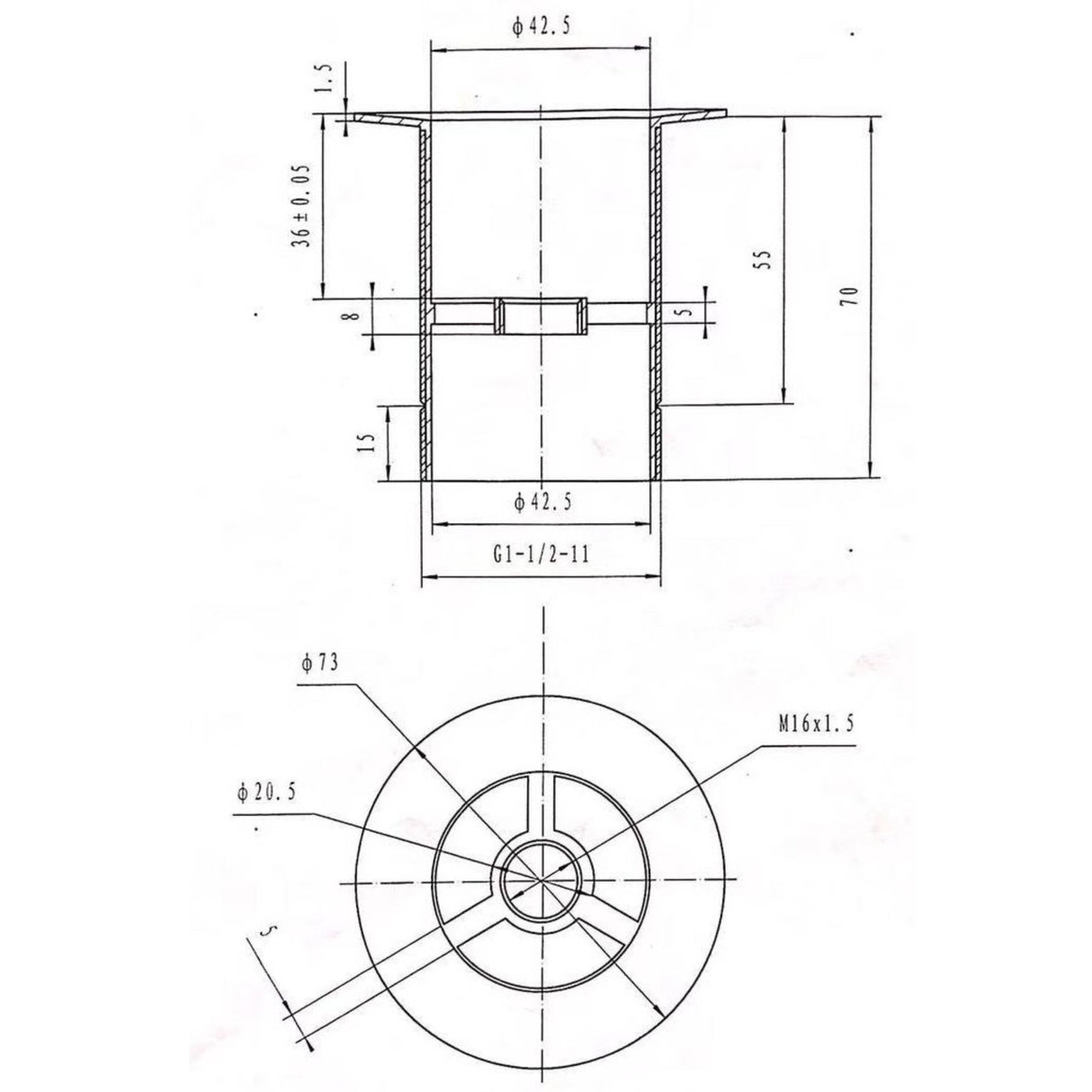 BC Designs Unslotted Push Button Bath waste 60mm Powder Grey WAS110PG LD