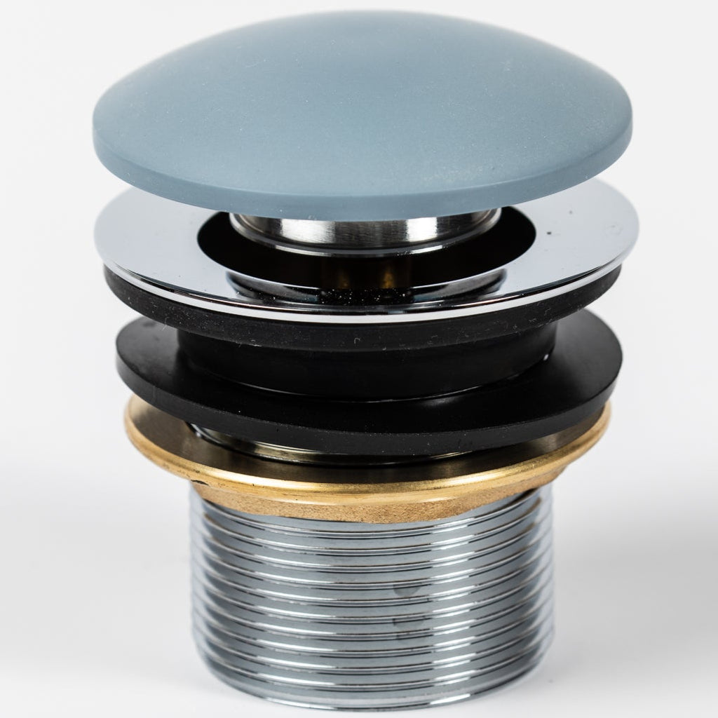 BC Designs Unslotted Push Button Basin Waste Powder Blue WAS220B