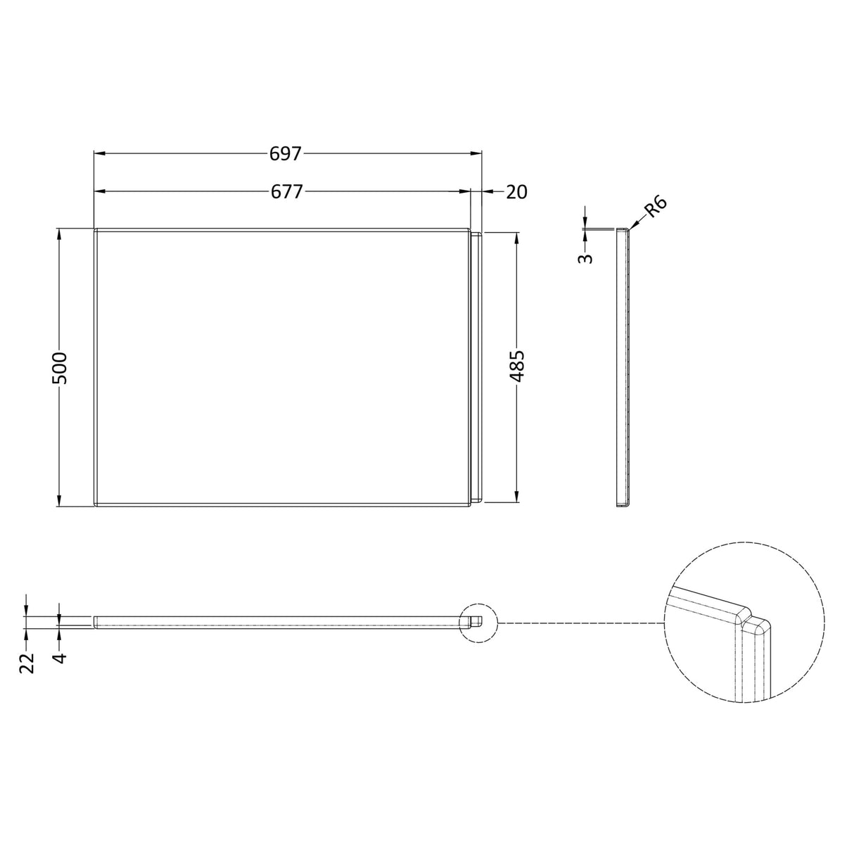 Nuie Acylic L-Shaped Shower Bath End Panel Gloss White WBS301 LD