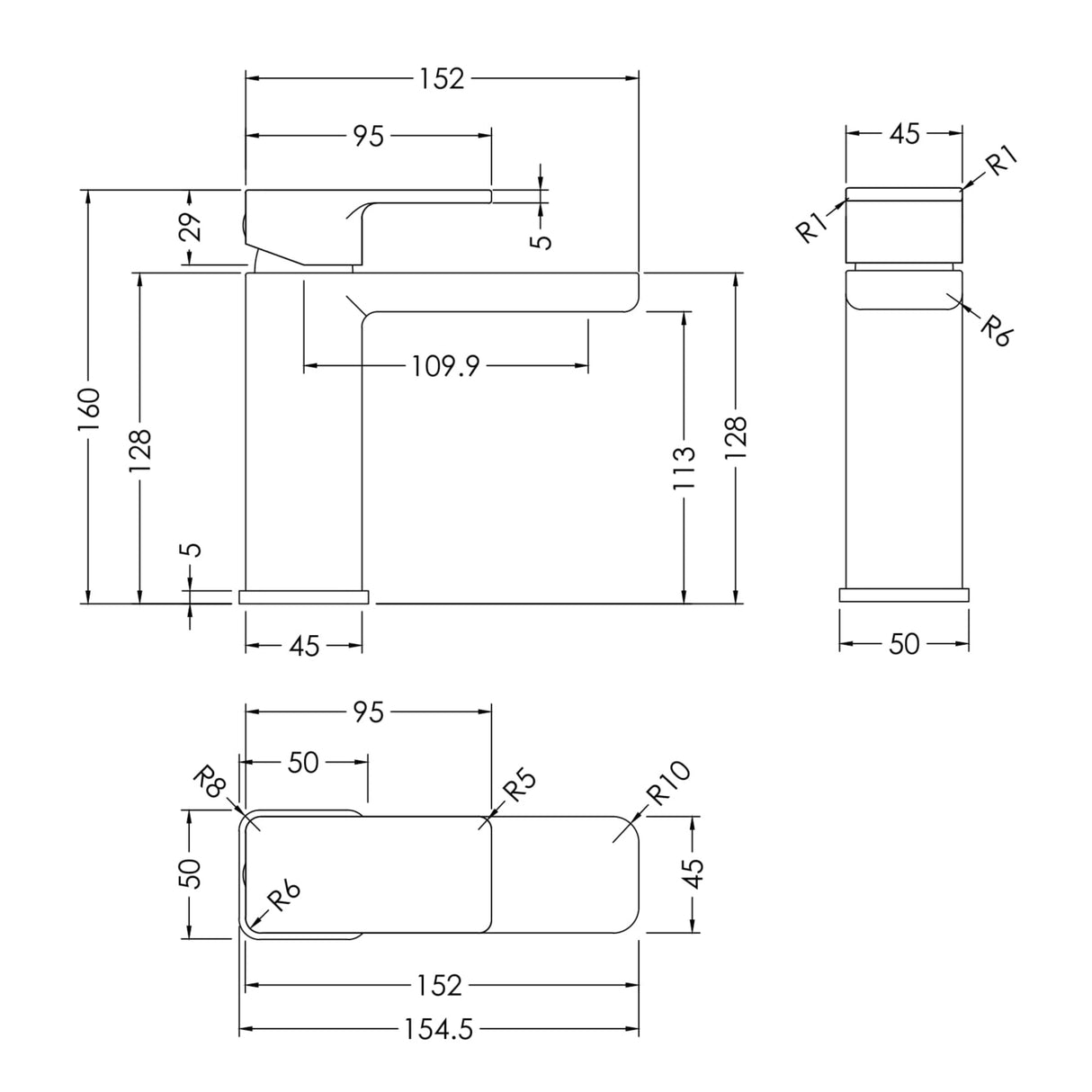 Nuie Windon Mono Basin Mixer Tap with Waste Chrome WIN305 LD