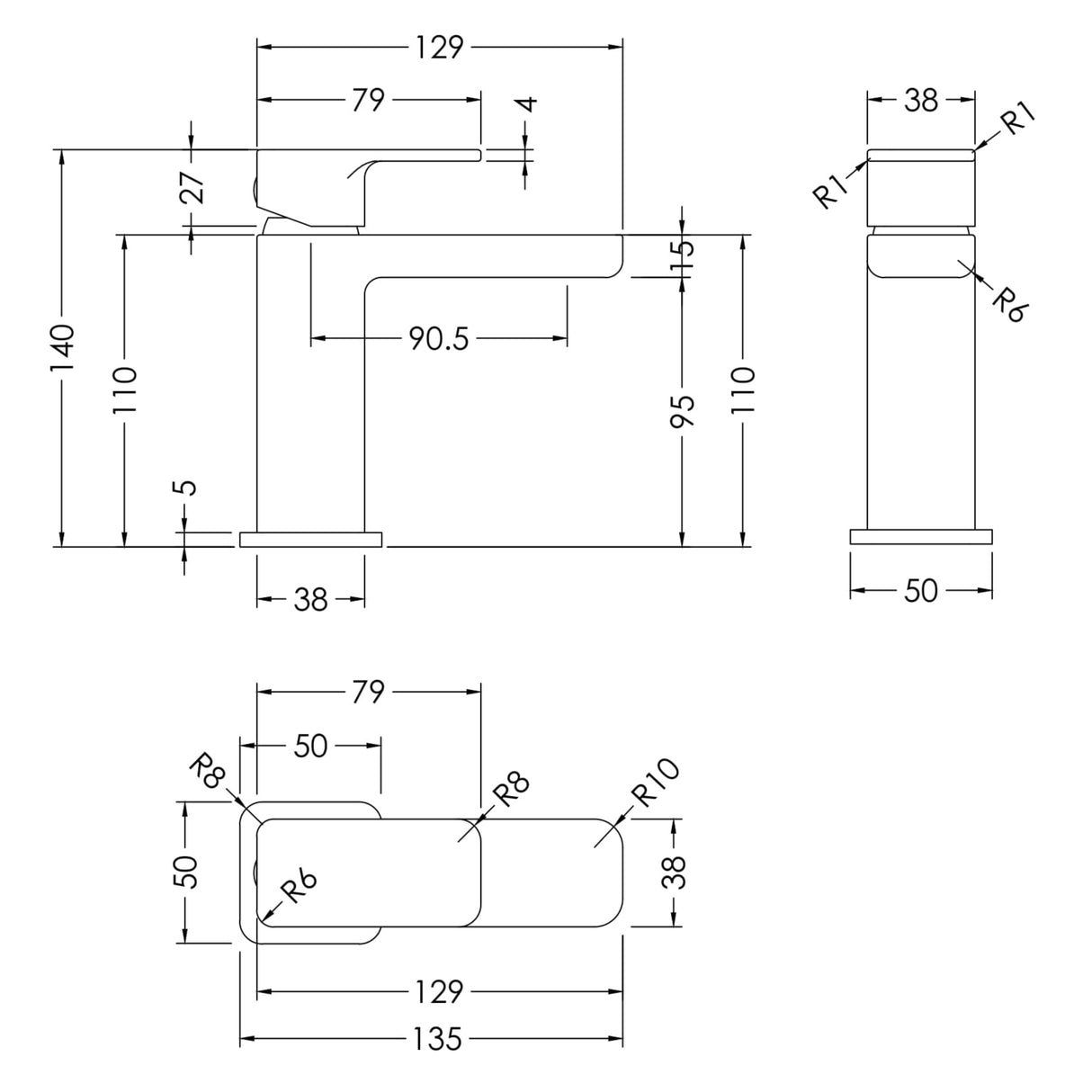 Nuie Windon Mini Mono Basin Mixer Tap with Waste Chrome WIN315 LD