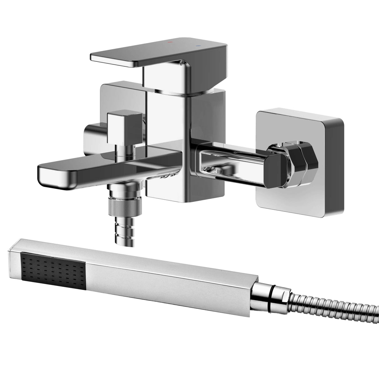 Nuie Windon Wall Mounted Bath Shower Mixer Tap with Shower Kit Chrome WIN316