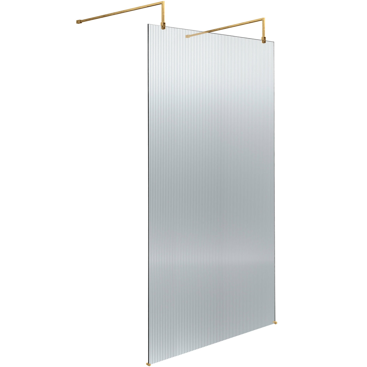 Hudson Reed 8mm Fluted Wetroom Screen - Freestanding With Arms - Brushed Brass WRAF19510BB