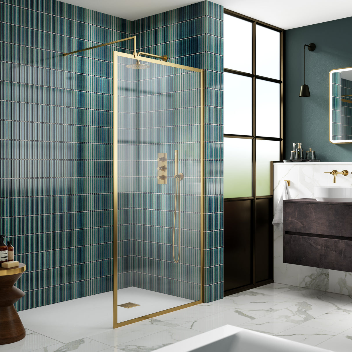 Hudson Reed 8mm Full Outer Frame Wetroom Screen Brushed Brass WRFBB1910 LS