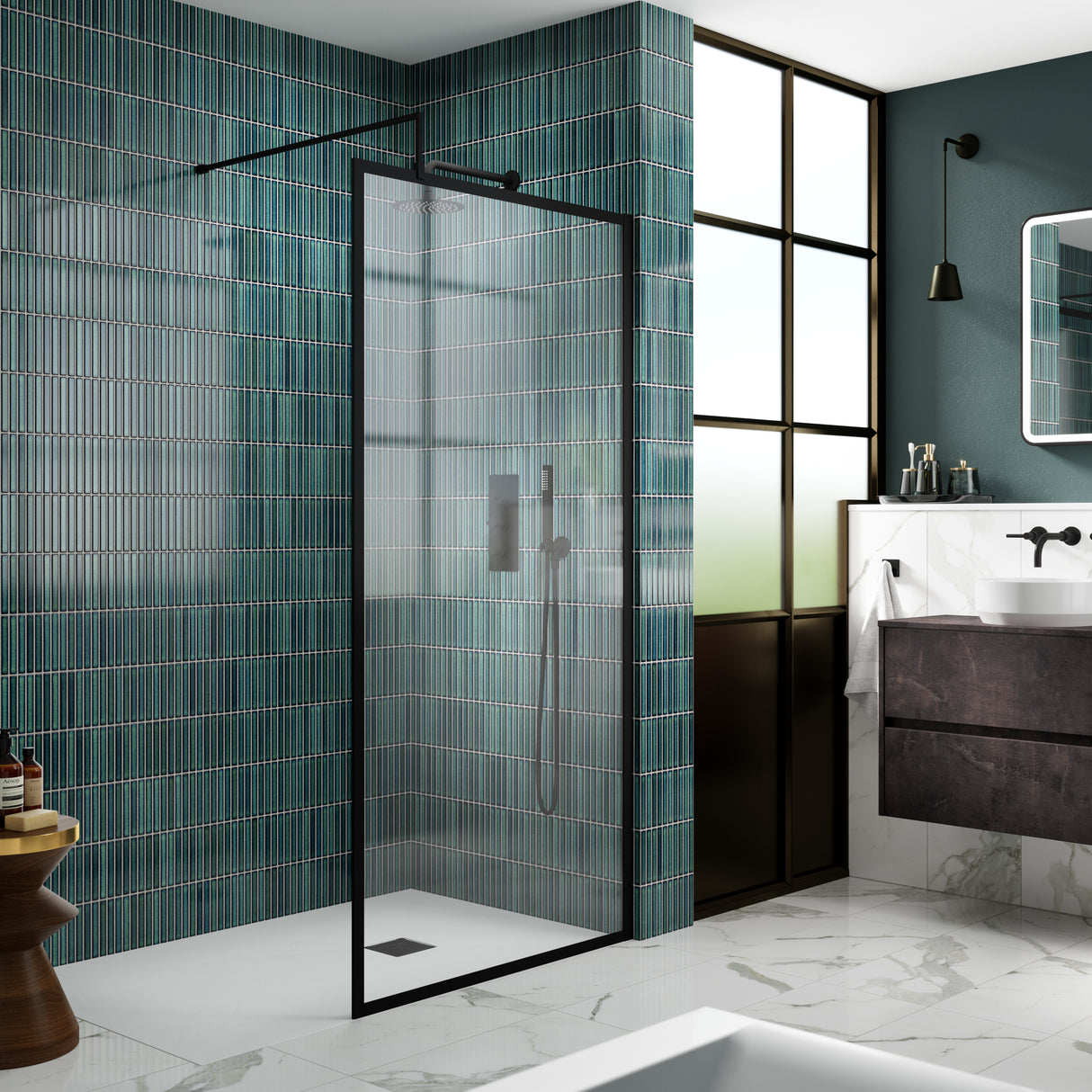 Hudson Reed 8mm Full Outer Frame Wetroom Screen Matt Black WRFBP1910 LS