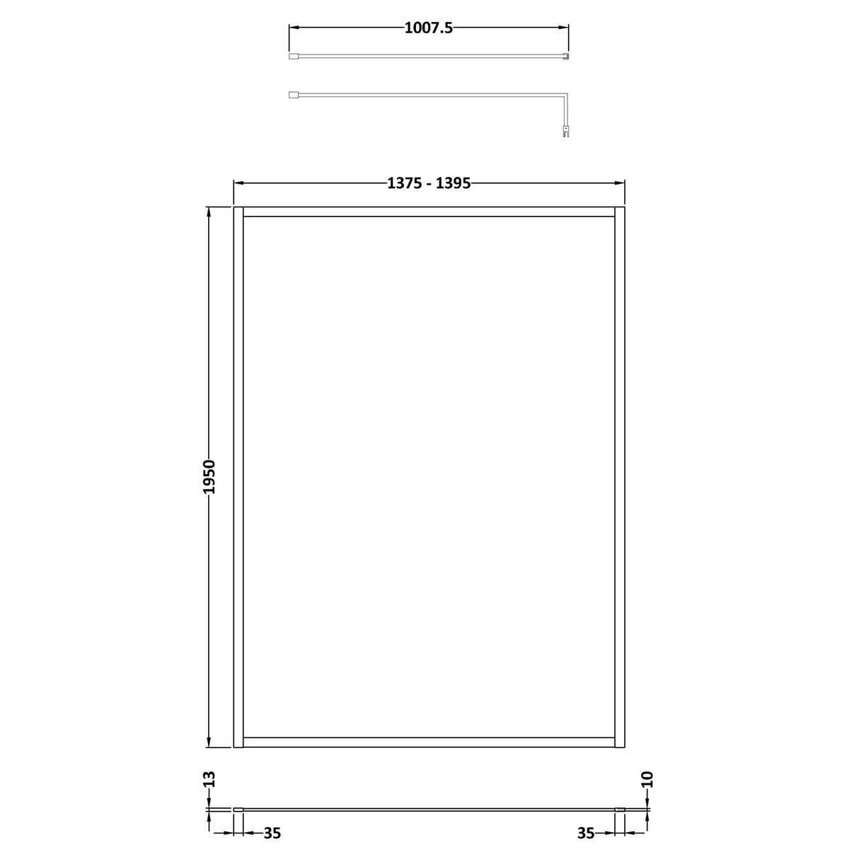 Hudson Reed 8mm Full Outer Frame Wetroom Screen Matt Black WRFBP1914 LD