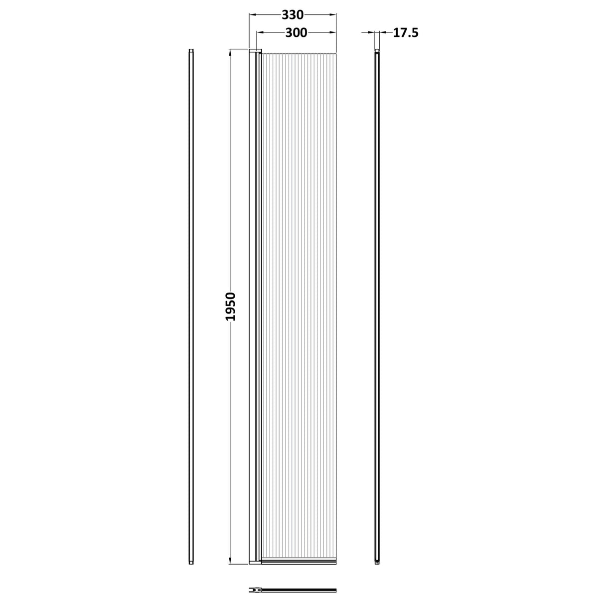 Hudson Reed 8mm Fluted Wetroom Return Screen Matt Black WRFL19530BPHC LD