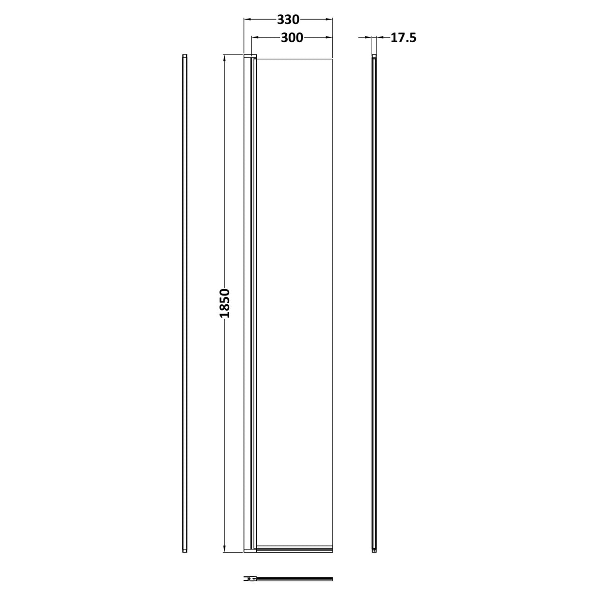 Nuie 8mm Wetroom Return Screen Brushed Pewter WRS030GMHC LD