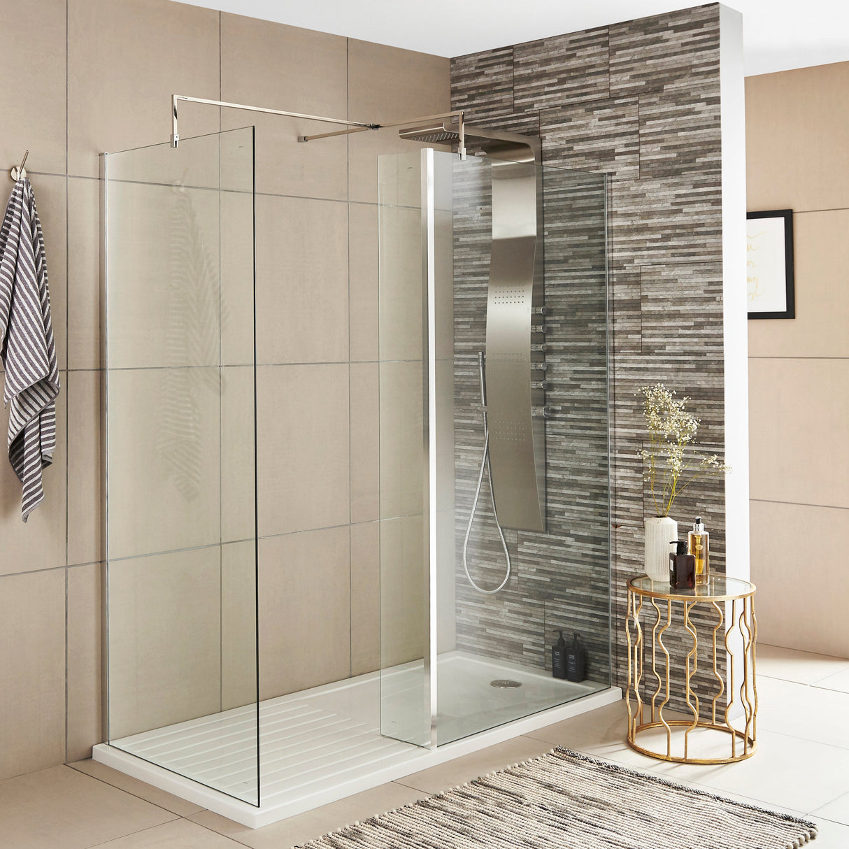 Hudson Reed 8mm Wetroom Return Screen Chrome WRSB250 LS2