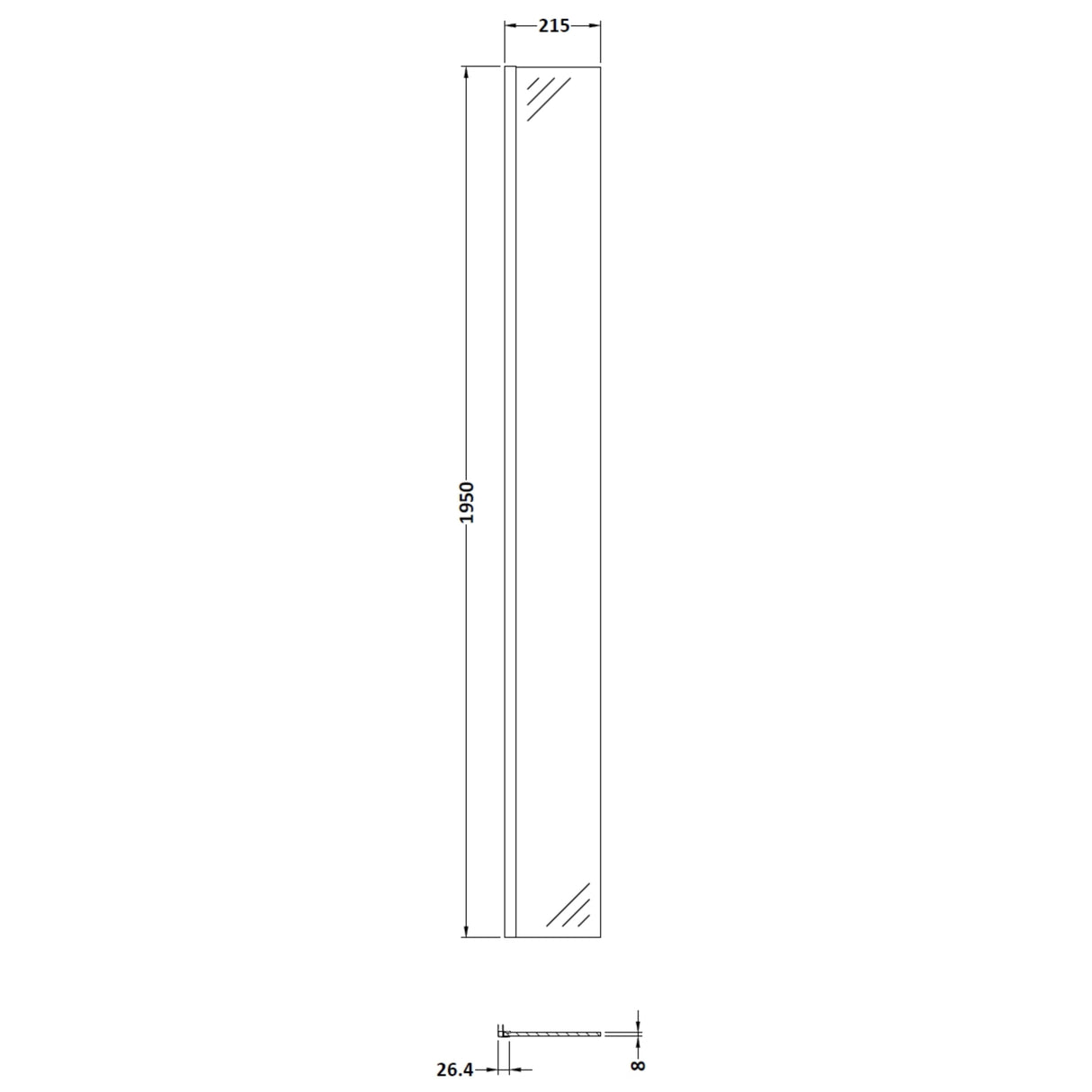 Hudson Reed 8mm Wetroom Return Screen Brushed Brass WRSBB250 LD