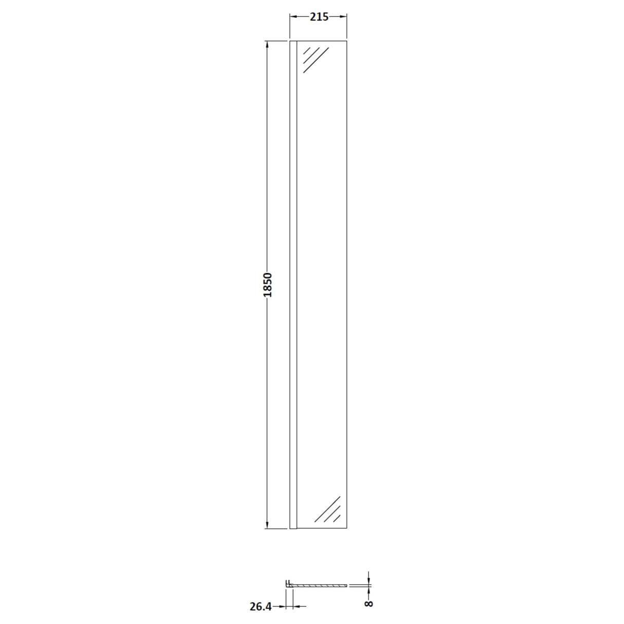 Nuie 8mm Wetroom Return Screen Brushed Brass WRSCBB025 LD