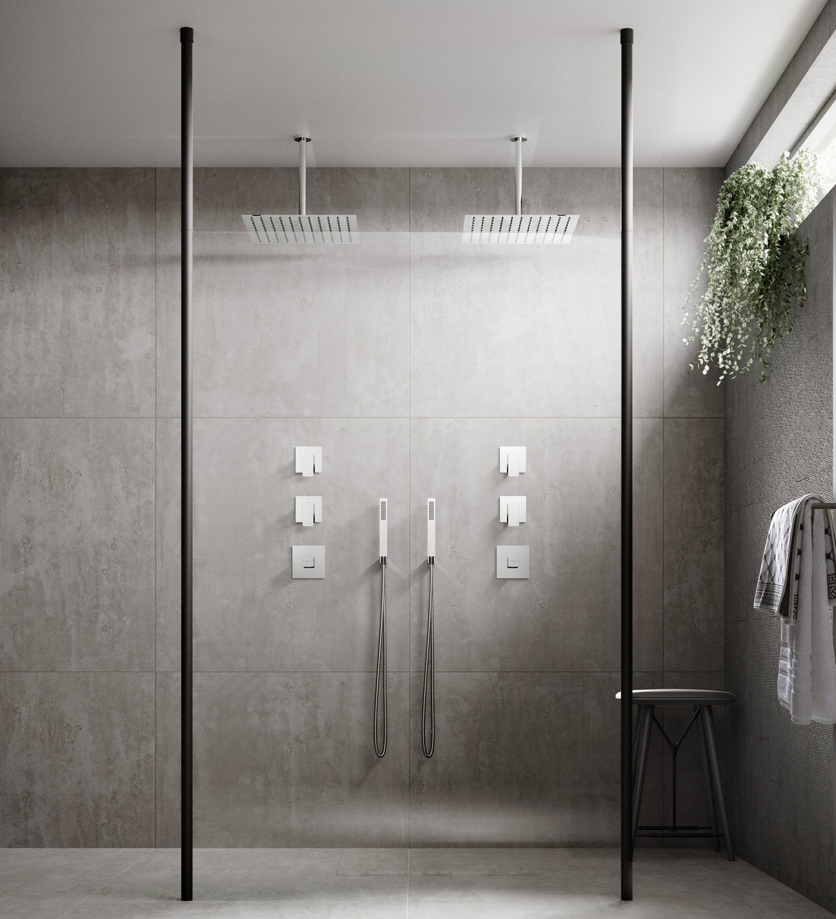 Nuie 8mm Wetroom Screen Matt Black WRSCBP076 LS2