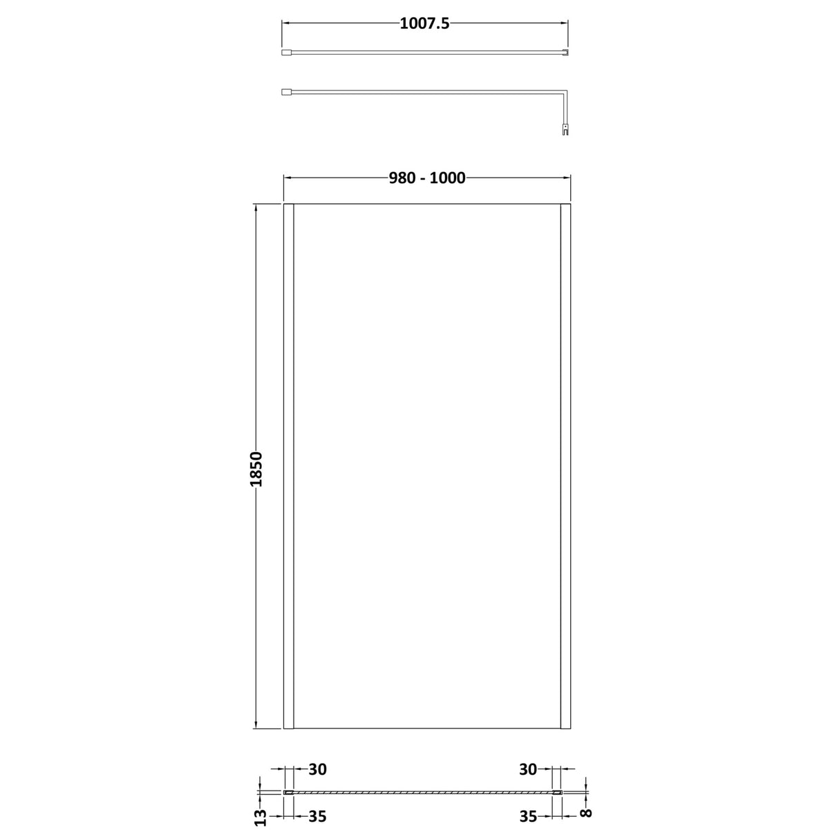 Nuie 8mm Outer Frame Wetroom Screen Brushed Brass WRSCOBB10 LD