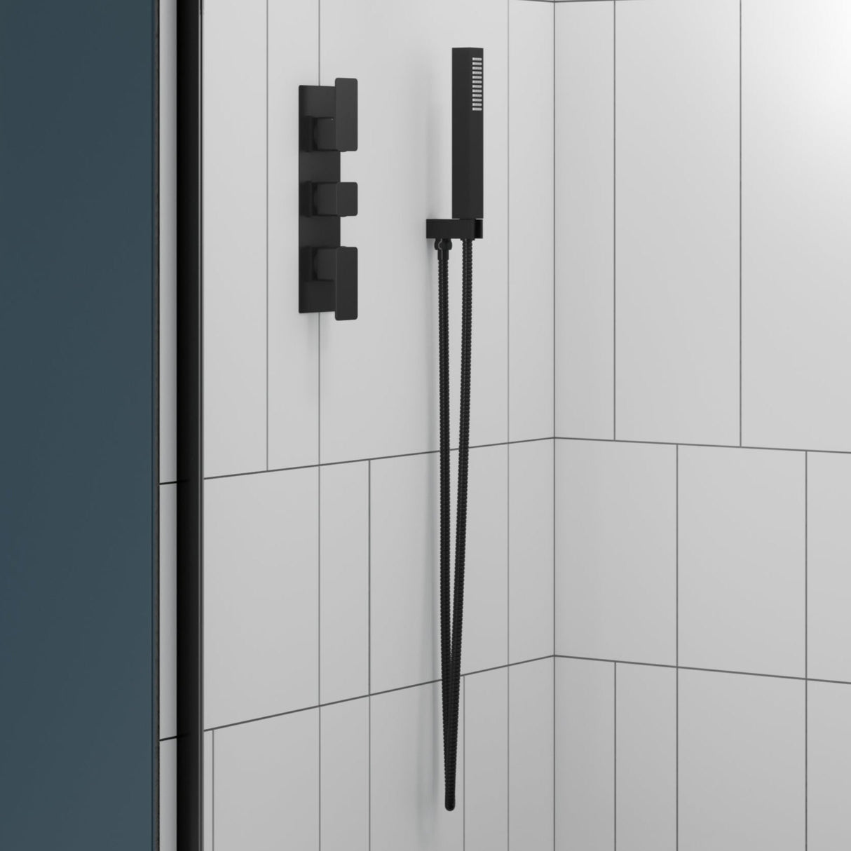 Nuie Windon 2 Outlet Thermostatic Concealed Shower Valve Matt Black WIN4TR02 LS
