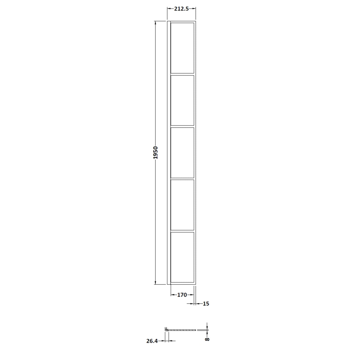 Hudson Reed 8mm Framed Wetroom Return Screen Matt Black WRSF025 LD