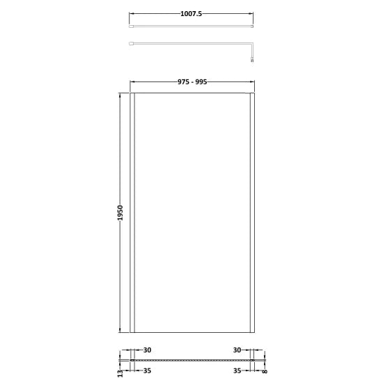Hudson Reed 8mm Outer Frame Wetroom Screen Brushed Brass WRSOBB10 LD