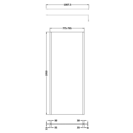 Hudson Reed 8mm Outer Frame Wetroom Screen Brushed Brass WRSOBB80 LD