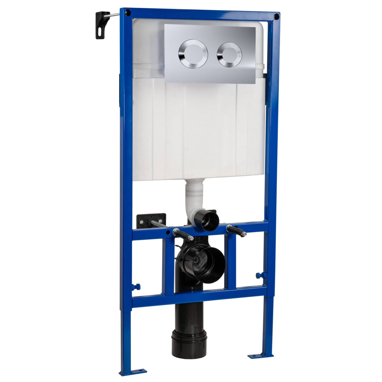 Nuie Mid-Height 890mm WC Frame with Dual Flush Plate - Round Button Chrome XTY007R