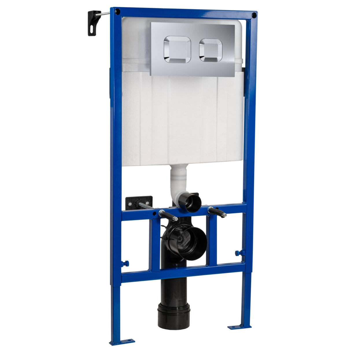 Nuie Mid-Height 890mm WC Frame with Dual Flush Plate - Square Button Chrome XTY007S