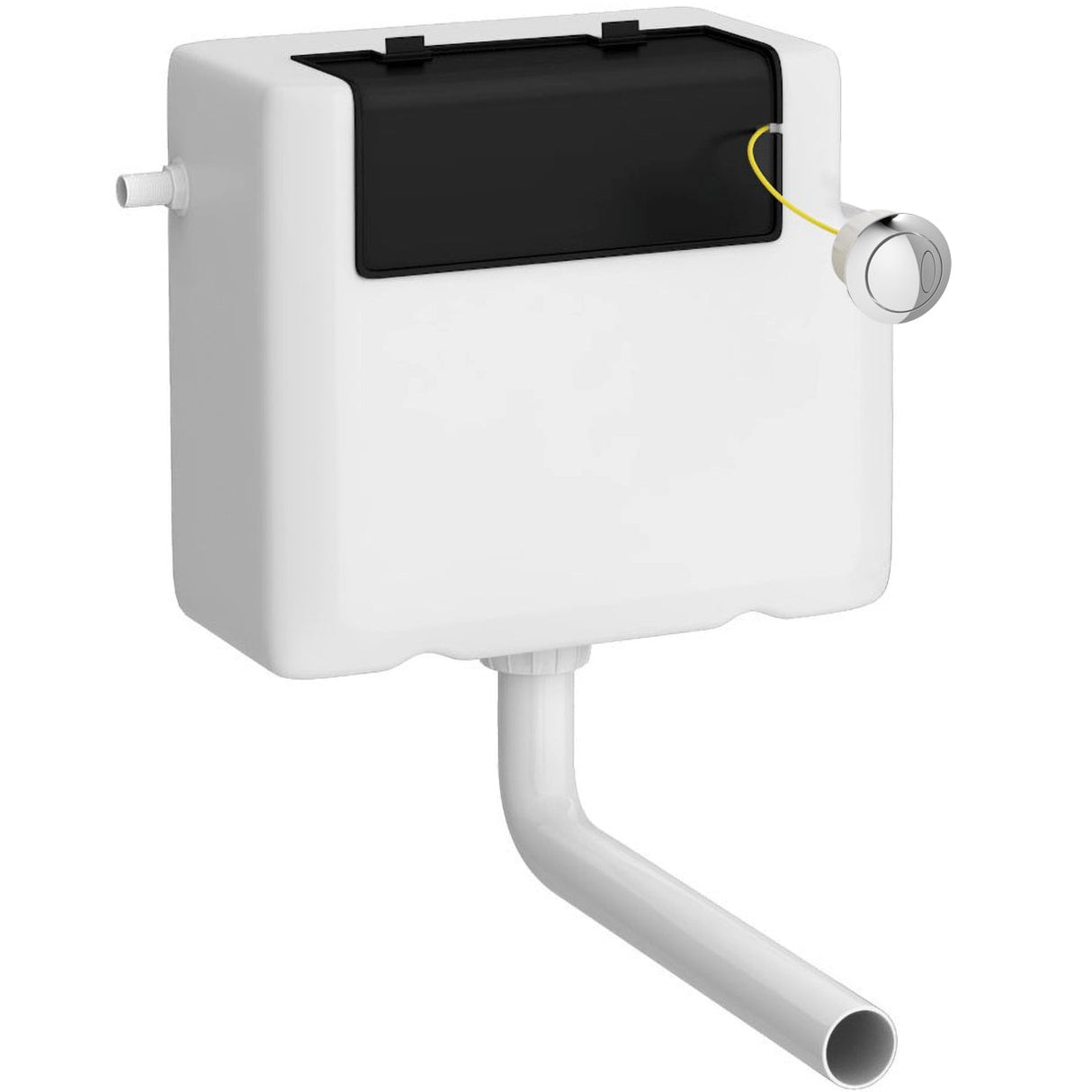 Nuie Universal Access Dual Flush Concealed Cistern with Chrome Round Modern Button, Side Inlet Chrome XTY008