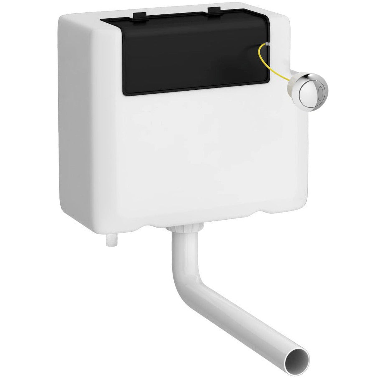 Nuie Universal Access Dual Flush Concealed Cistern with Chrome Round Modern Button, Bottom Inlet Chrome XTY008B