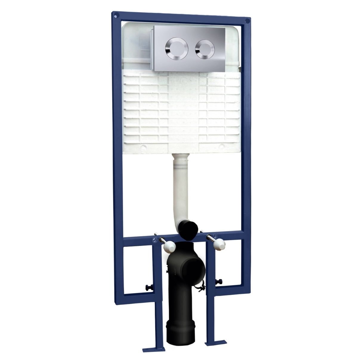 Nuie 1136-1336mm WC Frame with Dual Flush Plate - Round Button Chrome XTY009R_1