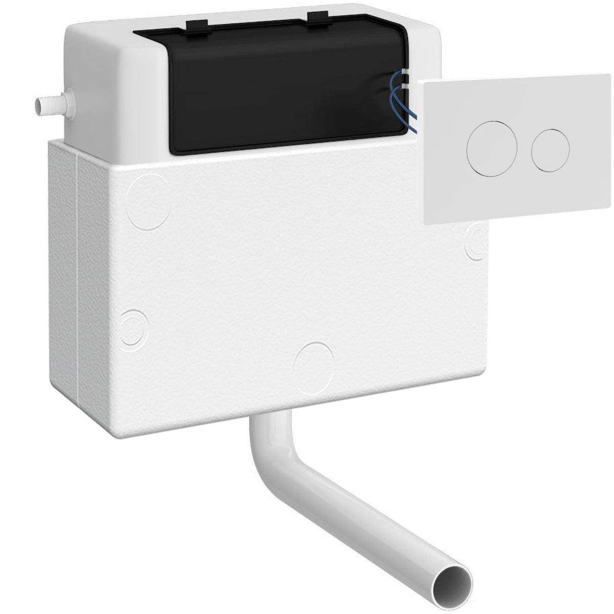 Nuie Pneumatic Universal Access Dual Flush Concealed Cistern with Rectangular Flush Plate, Side Inlet Matt White XTY011M06