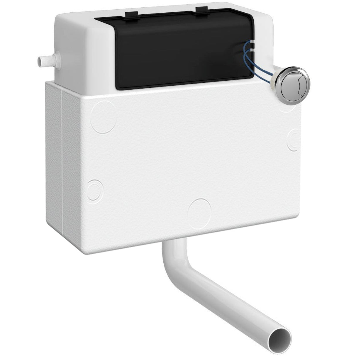 Nuie Pneumatic Universal Access Dual Flush Concealed Cistern with Chrome Round Modern Button, Side Inlet Chrome XTY011S_1