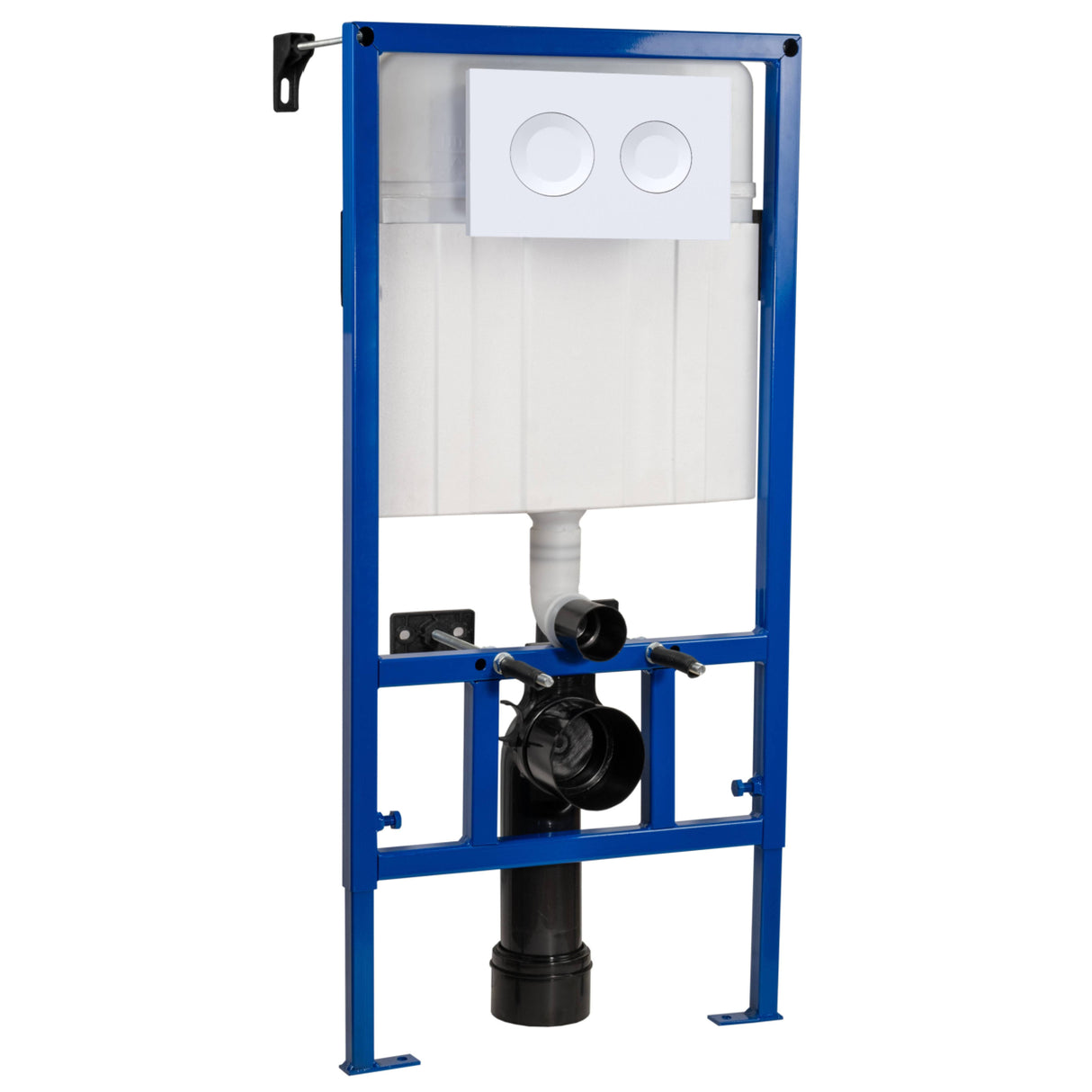 Nuie Mid-Height 890mm WC Frame with Dual Flush Plate - Round Button Matt White XTY107R