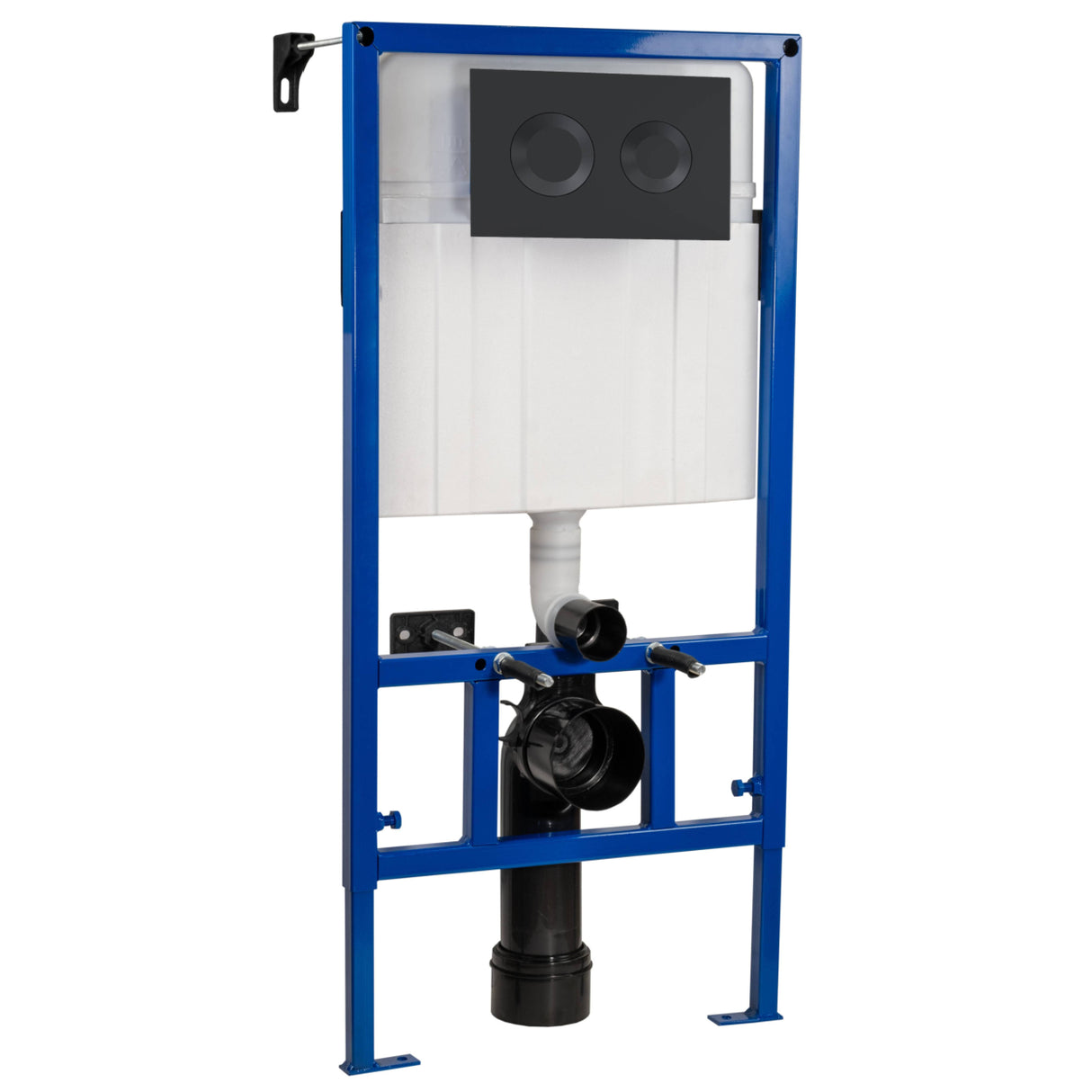 Nuie Mid-Height 890mm WC Frame with Dual Flush Plate - Round Button Matt Black XTY407R