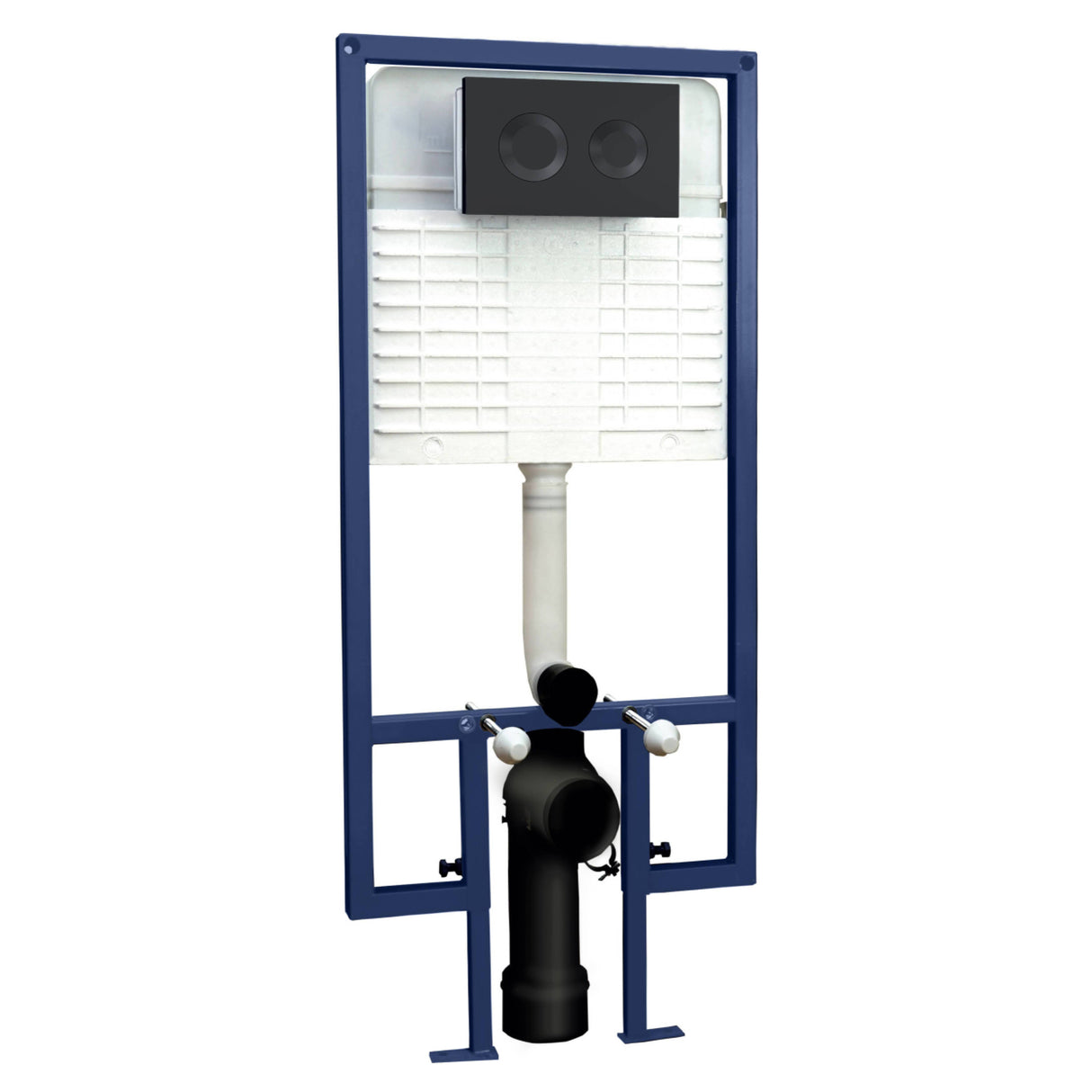 Nuie 1136-1336mm WC Frame with Dual Flush Plate - Round Button Matt Black XTY409R