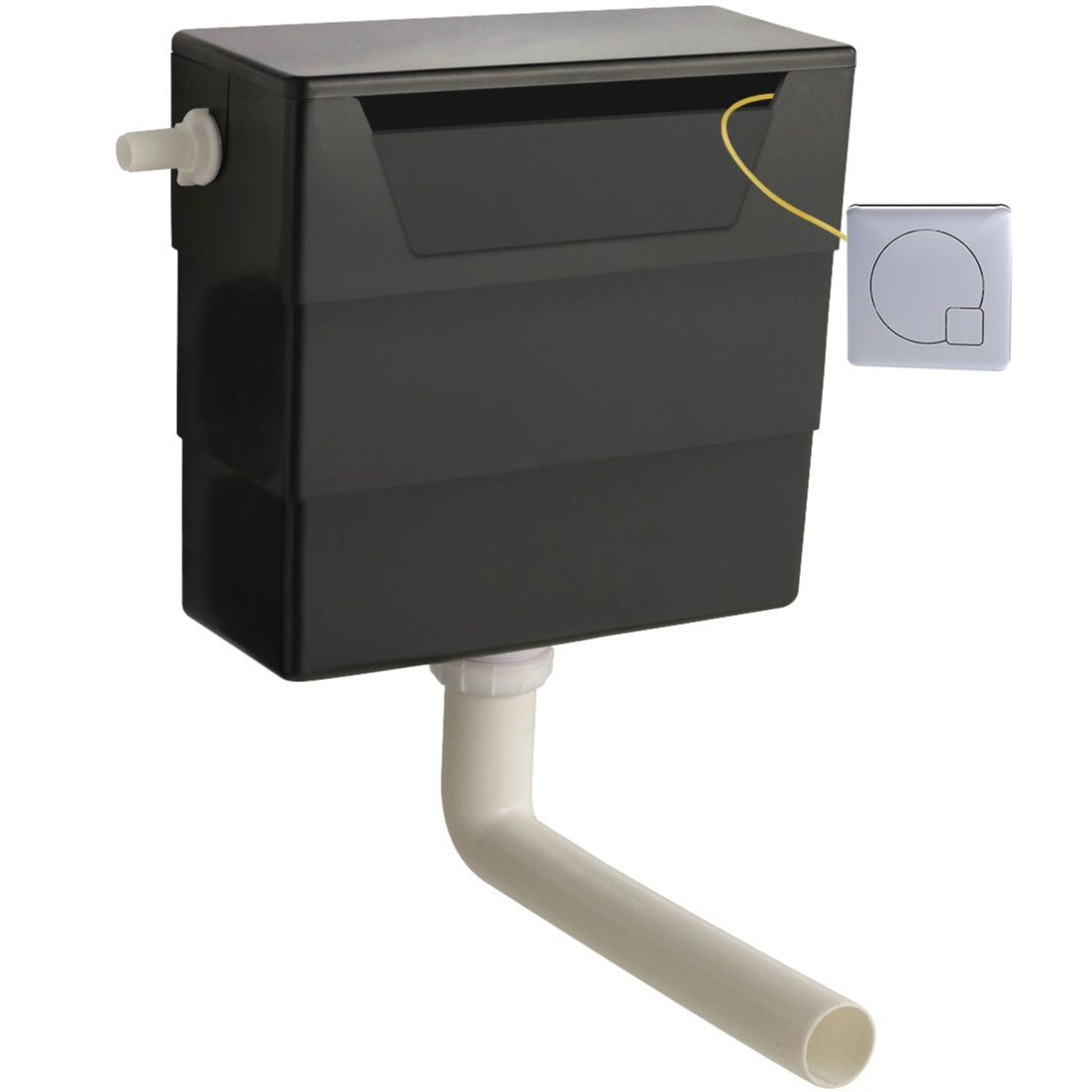 Nuie Top and Front Access Dual Flush Concealed Cistern with Square Flush Plate, Side Inlet Chrome XTY6M01