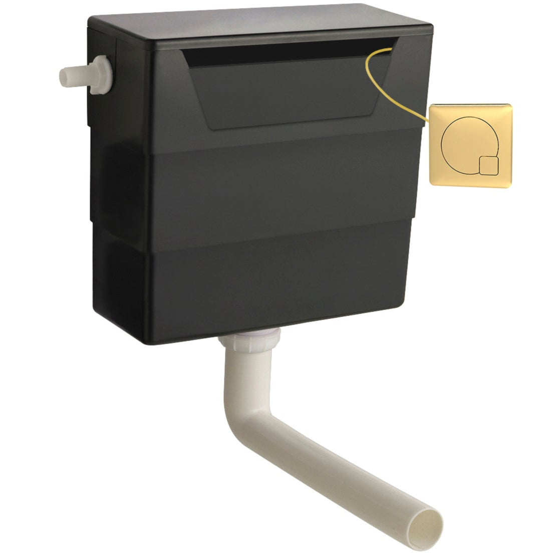 Nuie Top and Front Access Dual Flush Concealed Cistern with Square Flush Plate, Side Inlet Brushed Brass XTY6M03