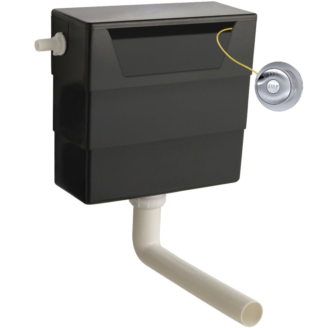 Nuie Top and Front Access Dual Flush Concealed Cistern with Traditional Round Button, Side Inlet Chrome XTY6T01